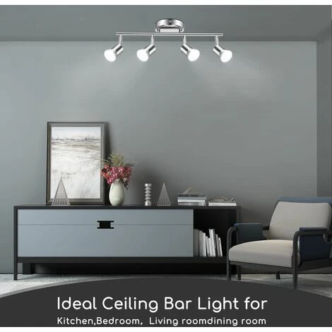 FARETTI DA SOFFITTO ORIENTABILI PLAFONIERA LED CON 4 FARETTI GU10 BASE LAMPADARIO DA SOFFITTO 4 FARETTI DA SOFFITTO ORIENTABILI PLAFONIERA LED CON 4 FARETTI GU10 BASE LAMPADARIO DA SOFFITTO - immagine 2