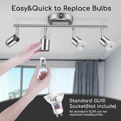 FARETTI DA SOFFITTO ORIENTABILI PLAFONIERA LED CON 4 FARETTI GU10 BASE LAMPADARIO DA SOFFITTO 7 FARETTI DA SOFFITTO ORIENTABILI PLAFONIERA LED CON 4 FARETTI GU10 BASE LAMPADARIO DA SOFFITTO - immagine 5