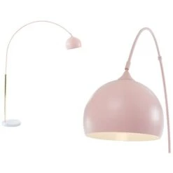 Grande Lampada Da Terra Ad Arco H. 180 Cm Metallo E Marmo Rosa Opaco E Dorato Stile: Art Déco - OMBRAGE -Offerta economica OSRAM || Paulmann || ATMOSPHERA 59286208 2