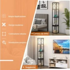 COSTWAY Lampada A Stelo Con Ripiani E Cassetto, Lampada A Piantana Moderna Con 1 Presa Elettrica E 2 Porte USB, Lampada Da Terra Per Salone E Camera Da Letto, 26 X 26 X 160,5 Cm, Modello 2 -Offerta economica OSRAM || Paulmann || ATMOSPHERA 60707871 3