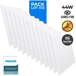 Pacchetto Di 12 Pannelli Sottili LED 600x600mm 44W UGR19 Philips Driver Temperatura Di Colore Bianco Freddo 6000K