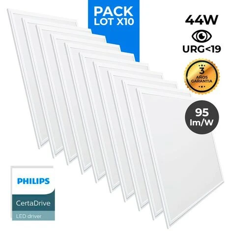 Confezione Di 10 Pannelli Sottili LED 600x600mm 44W UGR19 Philips Driver Temperatura Di Colore Bianco Caldo 3000K 3 Confezione Di 10 Pannelli Sottili LED 600x600mm 44W UGR19 Philips Driver Temperatura Di Colore Bianco Caldo 3000K