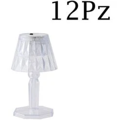 Mini Lampada Led Tavolo Senza Fili 12pz Effetto Cristallo Luce Calda Diamantata
