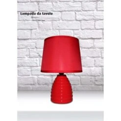 King Home LAMPADA DA TAVOLO ROSSA In Ceramica Base Tonda 15x26,5h Cm -Offerta economica OSRAM || Paulmann || ATMOSPHERA 67359342 4