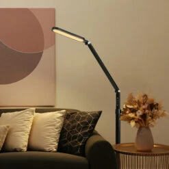 2 En 1 Lampadaire En Bois LED Lampe De Lecture Debout Pour Le Travail Et L'artisanat, Avec Variateur De Lumière