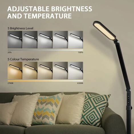 2 En 1 Lampadaire En Bois LED Lampe De Lecture Debout Pour Le Travail Et L'artisanat, Avec Variateur De Lumière 4 2 En 1 Lampadaire En Bois LED Lampe De Lecture Debout Pour Le Travail Et L'artisanat, Avec Variateur De Lumière - immagine 2