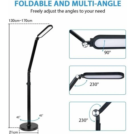 2 En 1 Lampadaire En Bois LED Lampe De Lecture Debout Pour Le Travail Et L'artisanat, Avec Variateur De Lumière 5 2 En 1 Lampadaire En Bois LED Lampe De Lecture Debout Pour Le Travail Et L'artisanat, Avec Variateur De Lumière - immagine 3