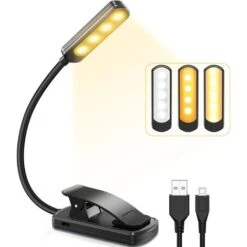 RHAFAYRE Lampada Da Lettura, TEAMPD 9 LED Lampada Da Lettura Ricaricabile USB, Collo Flessibile A 360°, 3 Temperature Di Colore (bianco/caldo/bianco Caldo), Mini Luce Notturna Per Leggere A Letto, Bam