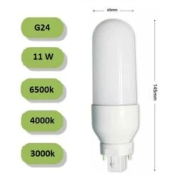 Lampadina Led Attacco G24 11W Tubolare Opaco 2 Pin Luce Bianca Naturale Calda Calda 3000k