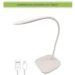 Lampada Da Scrivania Led Touch Luce Lettura Ricaricabile Usb Bianco Orientabile Dimmerabile Lume Tavolo Comodino Design Moderno