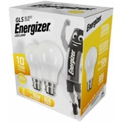 Lampadina LED Standard B22, 806 Lumen, 8.2W/60W, 300K, 2 Pezzi. ENERGIZER