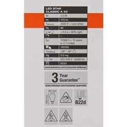 OSRAM LED Star Lampada LED A Filamento Smerigliato, Base B22d, Bianco Freddo (4000K), Forma Della Lampadina, Set Di Sostituzione Per Lampadine Convenzionali Da 40W, Confezione Da 1 -Offerta economica OSRAM || Paulmann || ATMOSPHERA 70720770 3