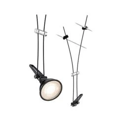 Paulmann CorDuo, Punto Luce Singolo Per Sistema Di Cavi Per Faretti, 94489, Comet, Massima CC: 12V 50 Watt, Estensibile, Nero, Opaco, In Metallo, GU 5,3, Senza Lampadine