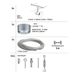 Paulmann Sistema Di Cavi Per Faretti, Set Estensibile, 94136, Sheela, Massimo 5 Pezzi Da 10 W Luno, Cromato, Opaco/opale, Lampada Da Soffitto, Senza Lampadina -Offerta economica OSRAM || Paulmann || ATMOSPHERA 70772206 3