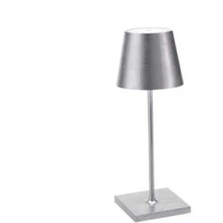 Trade Shop - Lampada Tavolo Led Senza Fili Ricaricabile Usb Per Interno Esterno Luce Calda Silver