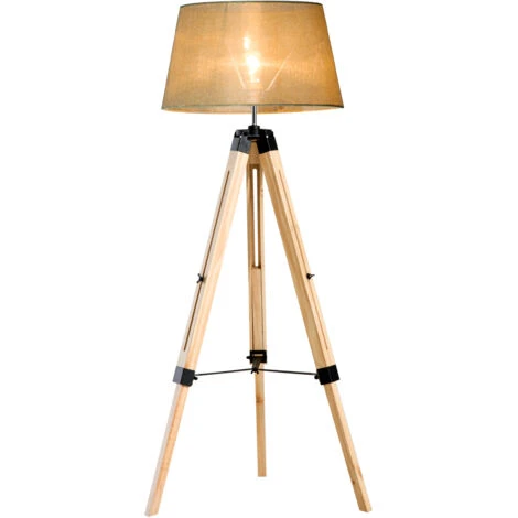 Homcom Lampada Da Terra Design Con Treppiede In Legno Altezza Regolabile, Beige 3 Homcom Lampada Da Terra Design Con Treppiede In Legno Altezza Regolabile, Beige