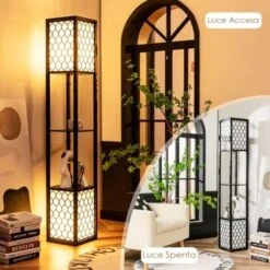 RELAX4LIFE Lampada A Piantana Da Terra In Legno Con 3 Scomparti E Base E27 Per Lampadina (non Inclusa), Lampada A Stelo Moderna Con Ripiani Aperti Per Casa, Soggiorno,Modello 5 -Offerta economica OSRAM || Paulmann || ATMOSPHERA 72492067 5