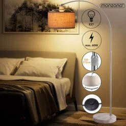 Monzana Lampada Ad Arco Da Soggiorno Paralume Tessuto Base In Marmo Altezza Regolabile 150-175 Cm Lampada E27 Camera Da Letto Luce Da Lettura -Offerta economica OSRAM || Paulmann || ATMOSPHERA 74245657 4