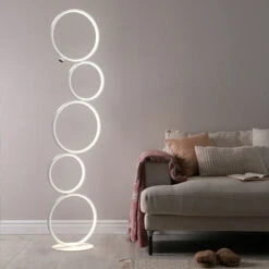 Lampada Da Terra, Lampada Da Terra, Sala Da Pranzo, Lampada Da Terra Con Dimmer Touch, Bianco Alluminio, 1x LED 29 Watt 3000 Lumen, LxPxH 29x19x116,5 Cm, WOFI 3532.05.06.9000 -Offerta economica OSRAM || Paulmann || ATMOSPHERA 75336460 4