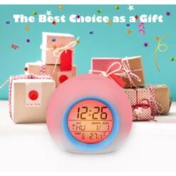 MINKUROW Sveglia 7 Colori Lampada Da Tavolo Con Luce Notturna Display Della Temperatura Interna Per Studenti Genitori (Display Bordo: Azzurro) -Offerta economica OSRAM || Paulmann || ATMOSPHERA 75507940 3