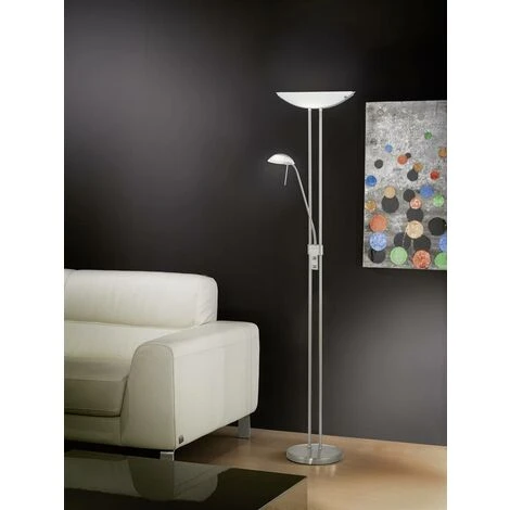 EGLO Stand Proiettori BAYA In Nickel Satinato / Bianco Dimmerabile R7S, Max G9 1x230w, 1X33W H:. 180 Centimetri 4 EGLO Stand Proiettori BAYA In Nickel Satinato / Bianco Dimmerabile R7S, Max G9 1x230w, 1X33W H:. 180 Centimetri - immagine 2