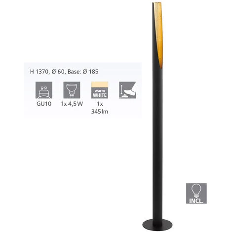 EGLO Lampada Da Terra A LED Barbotto Nero, Oro Ø6cm H: 137 Centimetri 3 EGLO Lampada Da Terra A LED Barbotto Nero, Oro Ø6cm H: 137 Centimetri