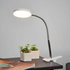 Lindby Lampada A Pinza Milow, Con LED E Braccio Flex