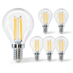 Aigostar Lampadine A Filamento LED E14,Luce Calda 2700K, 4W,Equivalenti A 40 W, 470 Lumen, Angolo Di Apertura: 360°,Non Dimmerabile,G45,Confezione Da 5 Unità