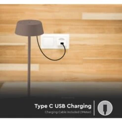 V-TAC VT-7562 Lampada Da Tavolo Poldina LED 2W Bianco Caldo 3000K Con Batteria Ricaricabile Pulsante Touch ON/OFF Dimmerabile Colore Corten IP54 - SKU 6821 -Offerta economica OSRAM || Paulmann || ATMOSPHERA 82074064 3