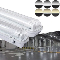 Randaco Luce LED Per Ambienti Umidi 120 Cm, 1 Tubo Da Officina Da 18 W LED, Plafoniera Per Ufficio, Magazzino, Cucina, Parcheggio, Bianco Neutro