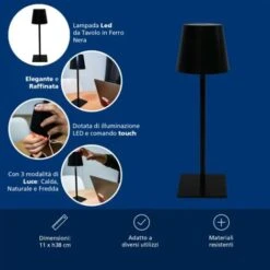 Elegante Lampada Led Da Tavolo Nera Funzionamento Touch 3 Luminosita' 11 Elegante Lampada Led Da Tavolo Nera Funzionamento Touch 3 Luminosita' -Offerta economica OSRAM || Paulmann || ATMOSPHERA 82797442 5