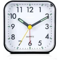 Sveglia Analogica Silenziosa Senza Ticchettio, Sveglia Morbida, Segnali Acustici, Nero