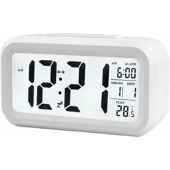 MINKUROW Sveglia Digitale Intelligente Con Pulsante Snooze Per Data E Temperatura Orologio Da Tavolo Rettangolare Alimentato A Batteria Per Camera Da Letto Ufficio Bianco