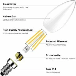 Lampadina LED 4W E14 C35, Equivalente A Lampadina Alogena 40W, 470 Lumen, AC 220-240V - Luce Bianca Fredda 6500K - Angolo Del Fascio 270� , Confezione Da 6 Pezzi. -Offerta economica OSRAM || Paulmann || ATMOSPHERA 85911423 3