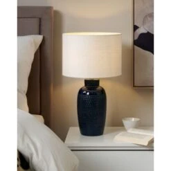 Lampada Da Tavolo Ceramica Blu Con Paralume Bianco 53 Cm Perlis -Offerta economica OSRAM || Paulmann || ATMOSPHERA 86863194 2