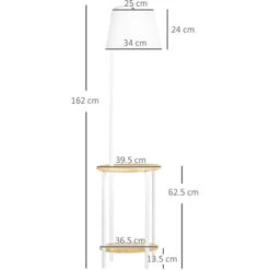 HOMCOM Lampada Da Terra Moderna Con Tavolino A 2 Livelli Per Soggiorno E Camera Da Letto, In Tessuto Effetto Lino, Bambù E Acciaio, Ø37x162 Cm -Offerta economica OSRAM || Paulmann || ATMOSPHERA 87945669 3