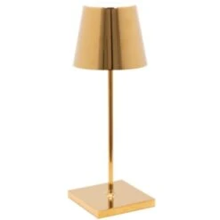 Trade Shop - Lampada Da Tavolo A Led Touch Luce Calda Dimmerabile Batteria Ricaricabile Usb Oro