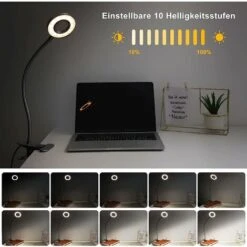 HIASDFLS Lampada A Morsetto LED Flessibile A 360°, Collo Di Cigno, 3 Modalità E 10 Dimmer, Per Testiera, Camera Da Letto, Ufficio, 12 W, Con Adattatore CE, Argento -Offerta economica OSRAM || Paulmann || ATMOSPHERA 88133678 3