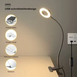 HIASDFLS Lampada A Morsetto LED Flessibile A 360°, Collo Di Cigno, 3 Modalità E 10 Dimmer, Per Testiera, Camera Da Letto, Ufficio, 12 W, Con Adattatore CE, Argento -Offerta economica OSRAM || Paulmann || ATMOSPHERA 88133678 4