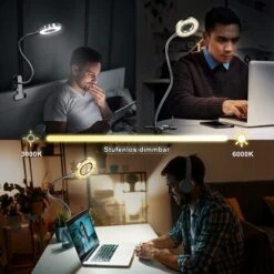 HIASDFLS Lampada A Morsetto LED Flessibile A 360°, Collo Di Cigno, 3 Modalità E 10 Dimmer, Per Testiera, Camera Da Letto, Ufficio, 12 W, Con Adattatore CE, Argento -Offerta economica OSRAM || Paulmann || ATMOSPHERA 88133678 5