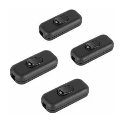 HIASDFLS Interruttore Bipolare 6A, Interruttore Cavo In Linea Per Piccoli Elettrodomestici O Lampade, Nero - Confezione Da 4