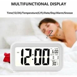 Sveglia Digitale LCD Senza Ticchettio, Sveglia Con Grande Schermo Con Luce, Data, Calendario, Temperatura, Snooze, Camera Da Letto, Casa E Ufficio -Offerta economica OSRAM || Paulmann || ATMOSPHERA 88578717 4