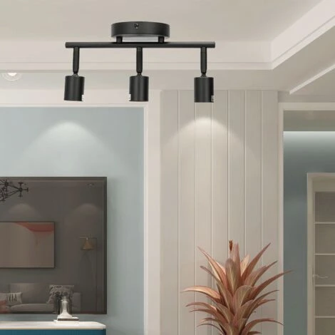 FARETTI DA SOFFITTO ORIENTABILI PLAFONIERA LED CON 3 FARETTI GU10 BASE LAMPADARI 4 FARETTI DA SOFFITTO ORIENTABILI PLAFONIERA LED CON 3 FARETTI GU10 BASE LAMPADARI - immagine 2