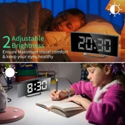 Sveglia Digitale Per Camere Da Letto, Schermo A Specchio LED Da 7 Pollici, 2 Luminosità, 12/24 Ore, Temperatura, Data, Luce Notturna, Snooze, Ricarica USB E Alimentazione A Batteria (bianco) -Offerta economica OSRAM || Paulmann || ATMOSPHERA 89604831 3