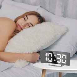 Sveglia Digitale Per Camere Da Letto, Schermo A Specchio LED Da 7 Pollici, 2 Luminosità, 12/24 Ore, Temperatura, Data, Luce Notturna, Snooze, Ricarica USB E Alimentazione A Batteria (bianco) -Offerta economica OSRAM || Paulmann || ATMOSPHERA 89604831 4