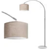 Lampada Arco Piantana Terra Design Moderno Metallo Paralume Tessuto E27 Beige