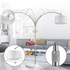Lampada Arco Piantana Terra Design Moderno Metallo Paralume Tessuto E27 Bianco -Offerta economica OSRAM || Paulmann || ATMOSPHERA 90908069 4