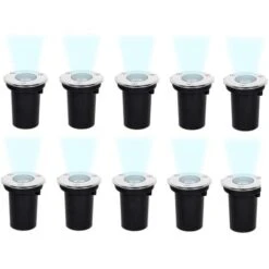 Kit Da 10 Faretti A Led Da Incasso Per Esterni Potenza 1.5W 90LM Segnapasso Calpestabile Impermeabile IP65 A Luce Bianca Fredda 6500K
