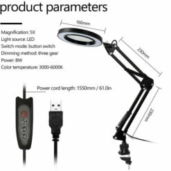 Lampada Da Scrivania Con Lente D'ingrandimento USB 5X Lampada Da Lettura Pieghevole A LED Con Ingrandimento Con Tre Modalità Di Regolazione, Modello: C-Clamp Nero -Offerta economica OSRAM || Paulmann || ATMOSPHERA 91722581 3