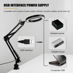 Lampada Da Scrivania Con Lente D'ingrandimento USB 5X Lampada Da Lettura Pieghevole A LED Con Ingrandimento Con Tre Modalità Di Regolazione, Modello: C-Clamp Nero -Offerta economica OSRAM || Paulmann || ATMOSPHERA 91722581 4